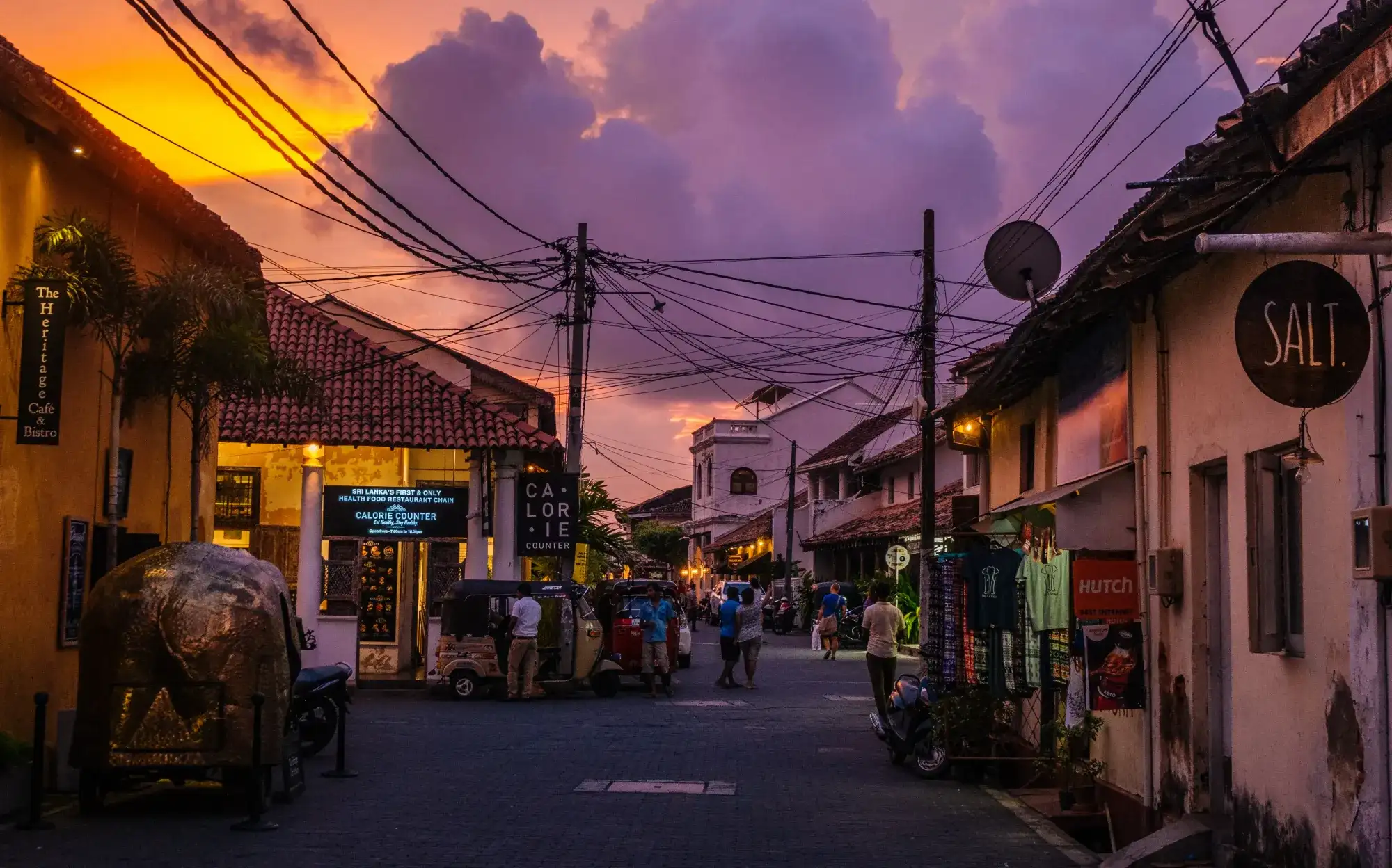 A quiet street within Galle Fort showcasing colonial architecture